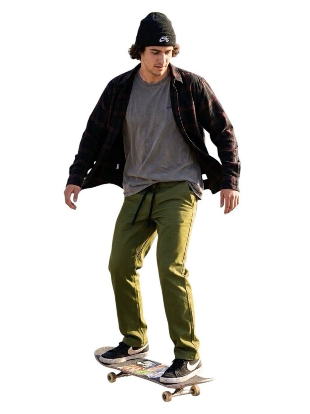 Nike SB Mens Olive Green Chino Skate Pants Drawstring Size 34x32 685949-331 NEW